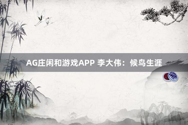 AG庄闲和游戏APP 李大伟：候鸟生涯