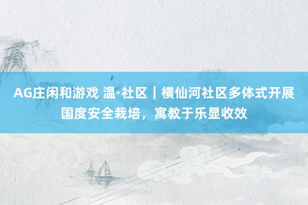 AG庄闲和游戏 温·社区｜横仙河社区多体式开展国度安全栽培，寓教于乐显收效