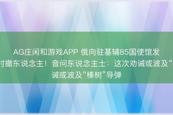 AG庄闲和游戏APP 俄向驻基辅85国使馆发照会：实时撤东说念主！音问东说念主士：这次劝诫或波及“榛树”导弹